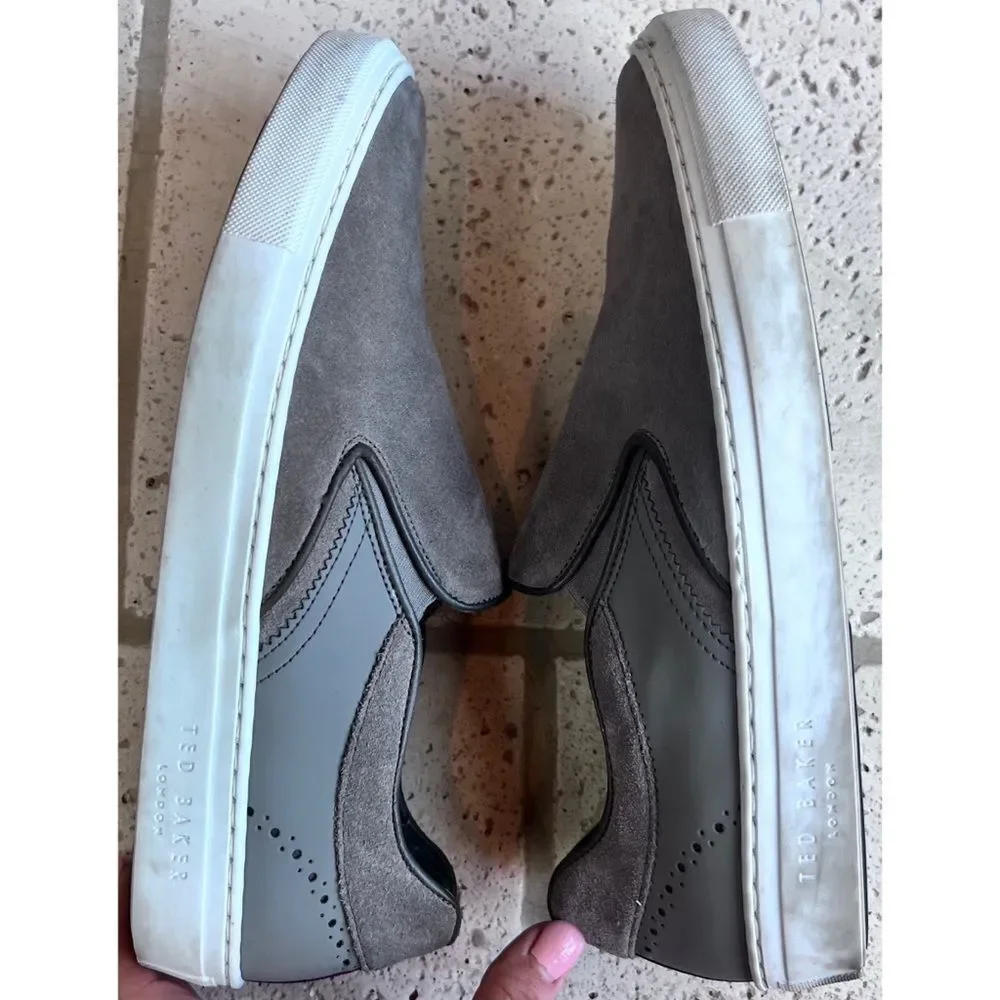 Ted Baker Men’s Bitula Sneaker Grey Suede Slip On Shoe Size EU 41 1/2 US 8.5